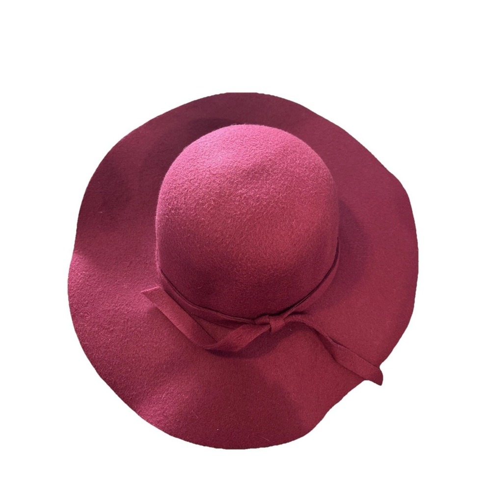 Burgundy Ladies Wavy Fall Hat Perfect For Fall Family Portraits - Picture 4 of 6